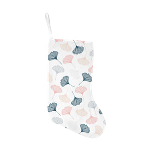 Black Gray Cream coral ginkgo leaves pattern Christmas Stocking