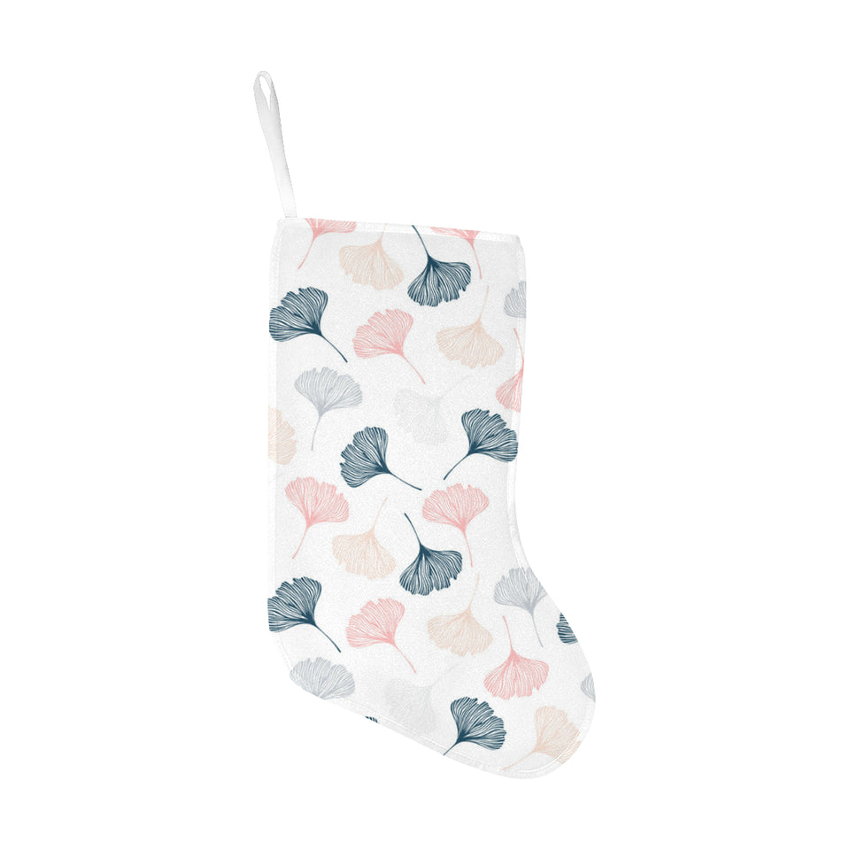 Black Gray Cream coral ginkgo leaves pattern Christmas Stocking