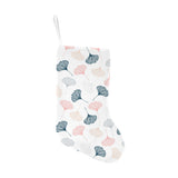 Black Gray Cream coral ginkgo leaves pattern Christmas Stocking