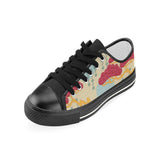Red Bonsai gray sun japanese pattern Kids' Boys' Girls' Low Top Canvas Shoes Black