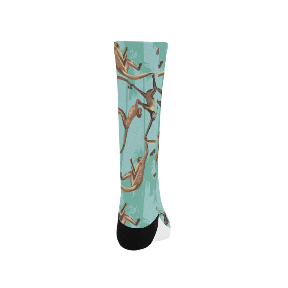 Monkey Palm tree background Crew Socks