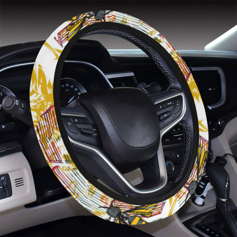 Cool Bee honeycomb leaves pattern Car Steering Wheel Cover