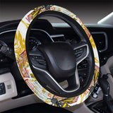 Cool Bee honeycomb leaves pattern Car Steering Wheel Cover