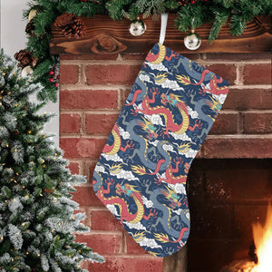 Blue red dragon cloud pattern Christmas Stocking