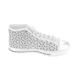 arabic gray pattern Men's High Top Canvas Shoes White