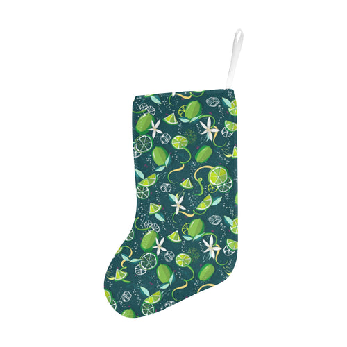 Lime ice flower pattern Christmas Stocking