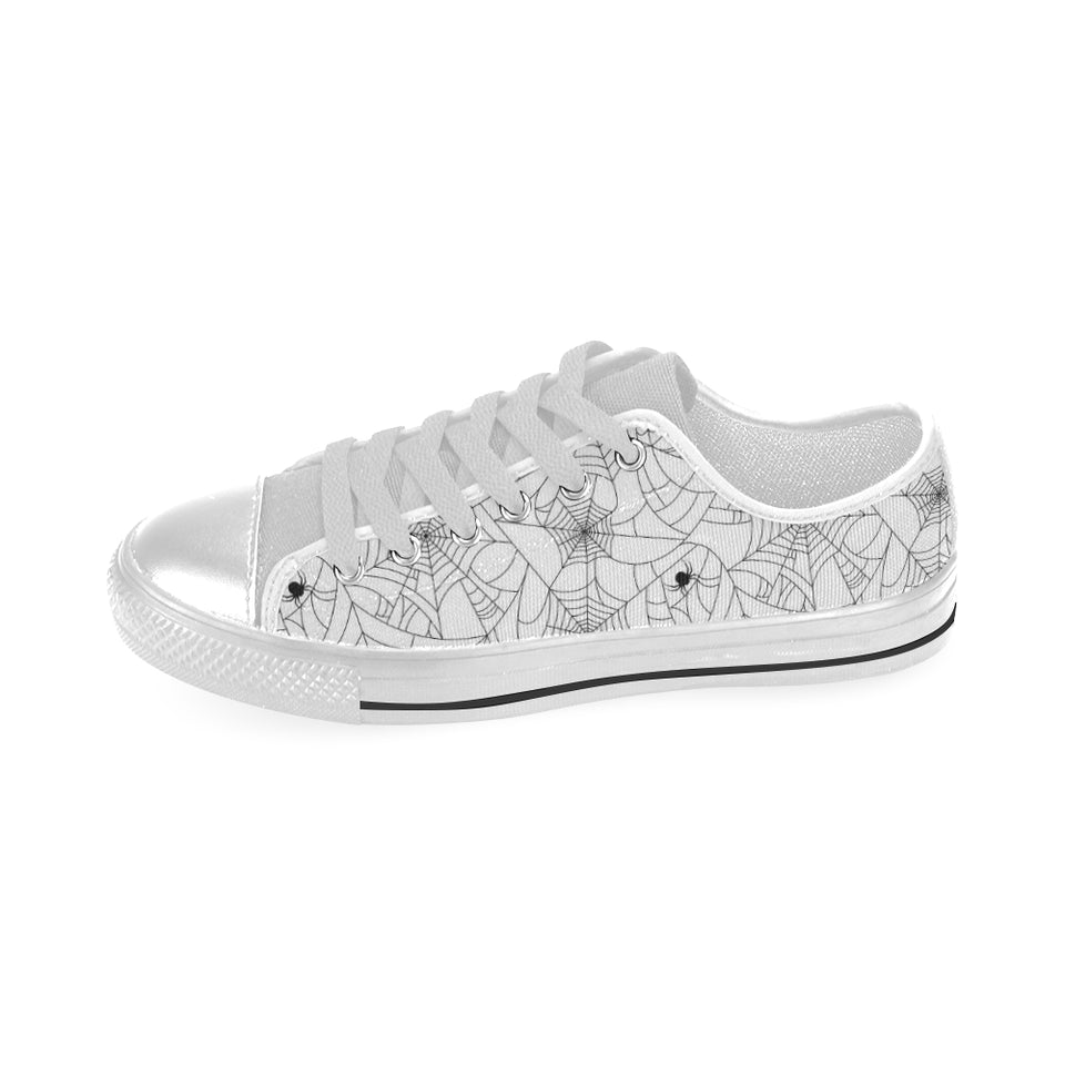 Spider web cobweb pattern white background Men's Low Top Shoes White