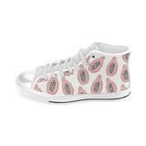 papaya pattern Men's High Top Canvas Shoes White