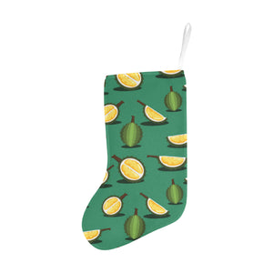 Durian pattern green background Christmas Stocking