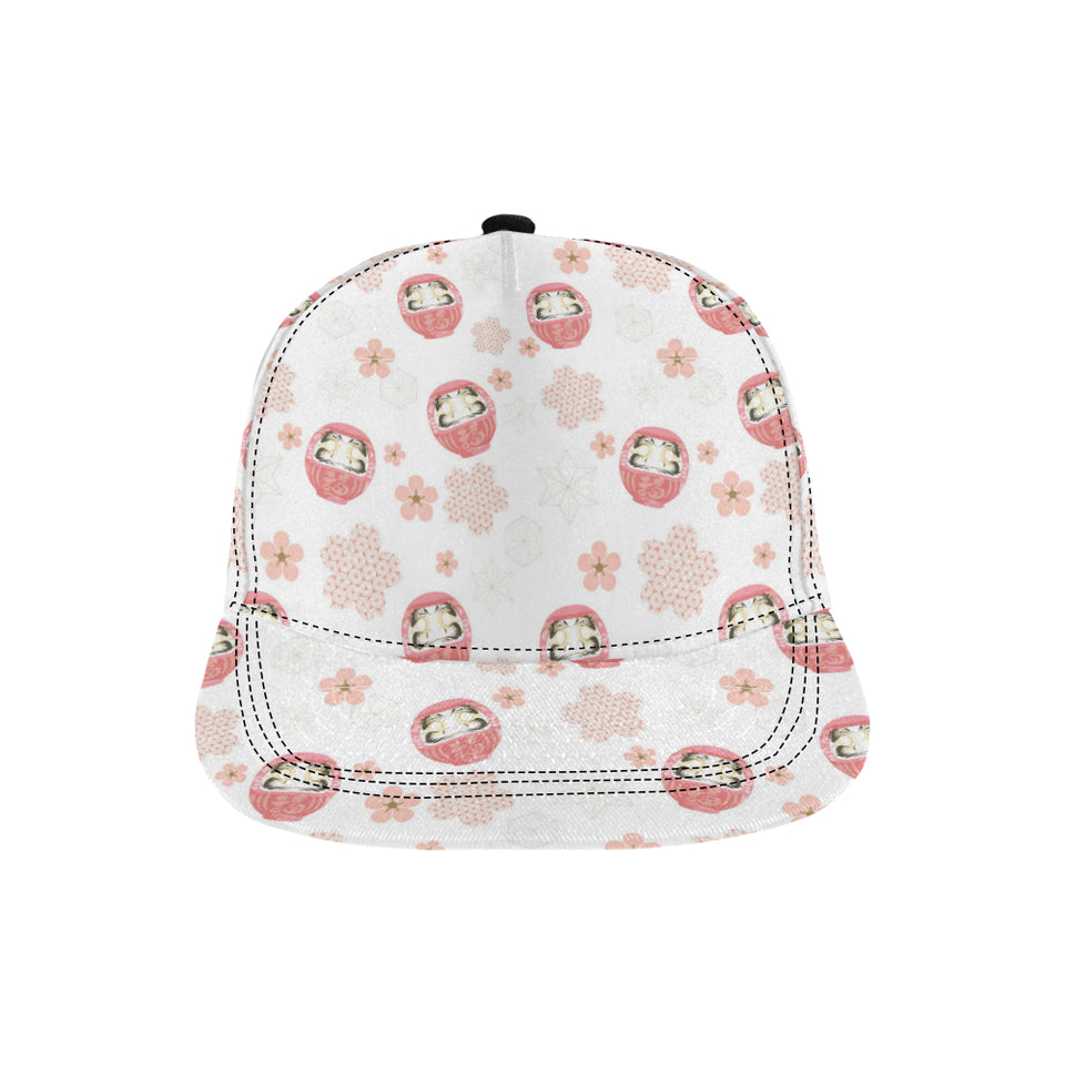 Daruma japanese wooden doll cherry blossom flower All Over Print Snapback Cap