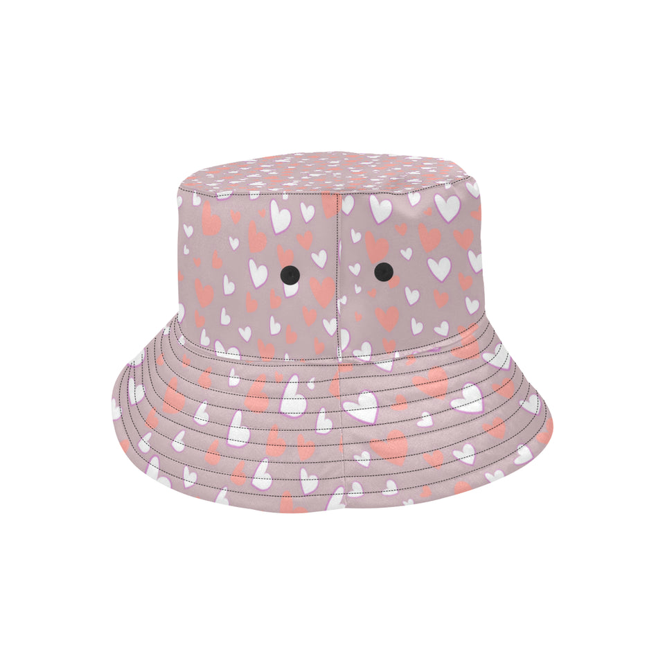 coral white heart pattern Unisex Bucket Hat
