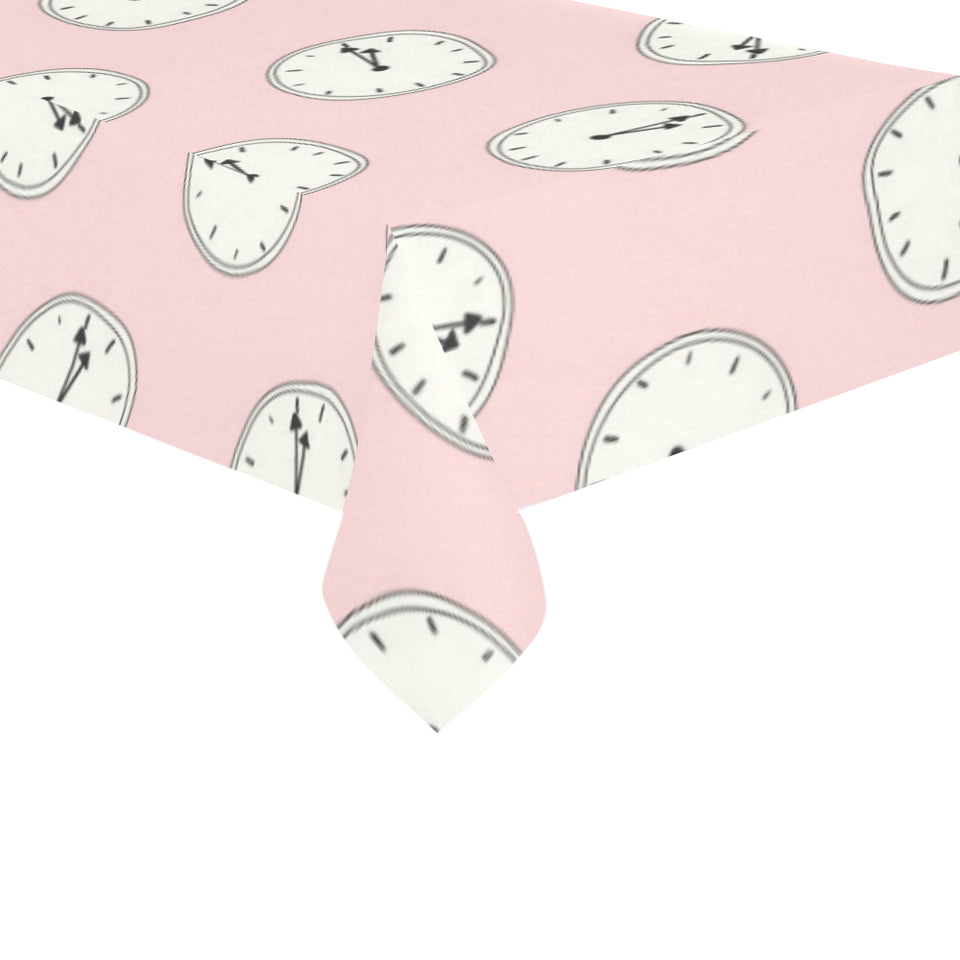 Clock pattern pink blackground Tablecloth