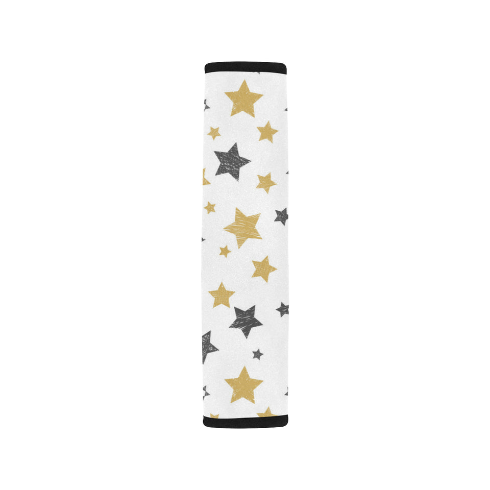 hand drawn gold black star pattern Car Seat Belt Cover