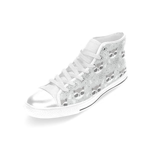 Cute raccoons leaves dot Women's High Top Canvas Shoes White