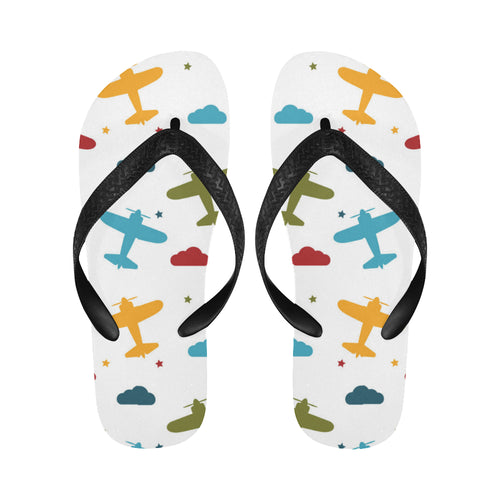 Airplane star cloud colorful Unisex Flip Flops