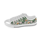 Toucan tropical green jungle palm pattern Men's Low Top Shoes White