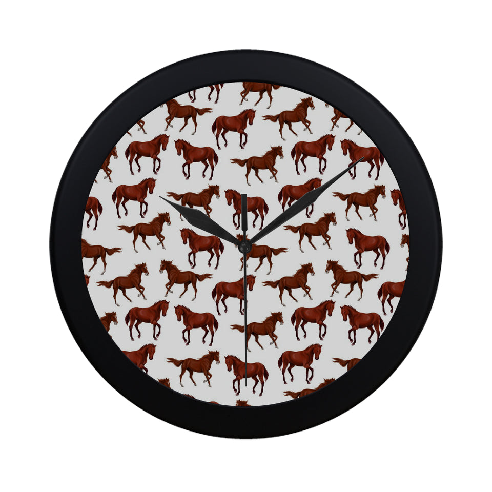 Horses running pattern background Elegant Black Wall Clock