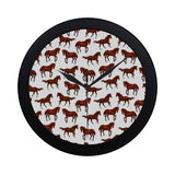 Horses running pattern background Elegant Black Wall Clock