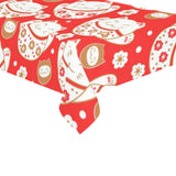 Cute Maneki neko cat red background Tablecloth