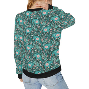 Elephants jungle pattern Women's Crew Neck Sweatshirt