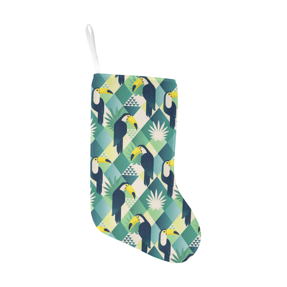 Toucan tropical leaves design pattern Christmas Stocking