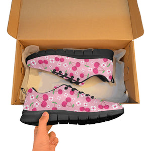 cherry flower pattern pink background Men's Sneaker Shoes