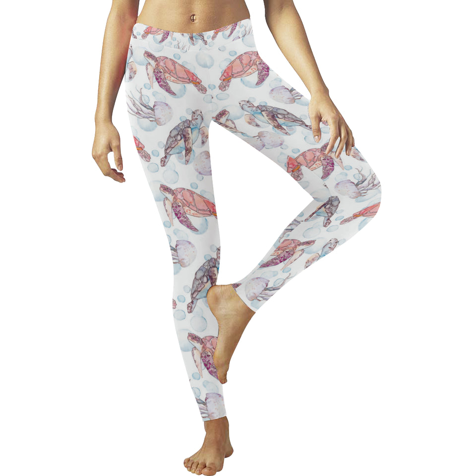 Watercolor sea turtle jellyfish pattern Women's Legging Fulfilled In US