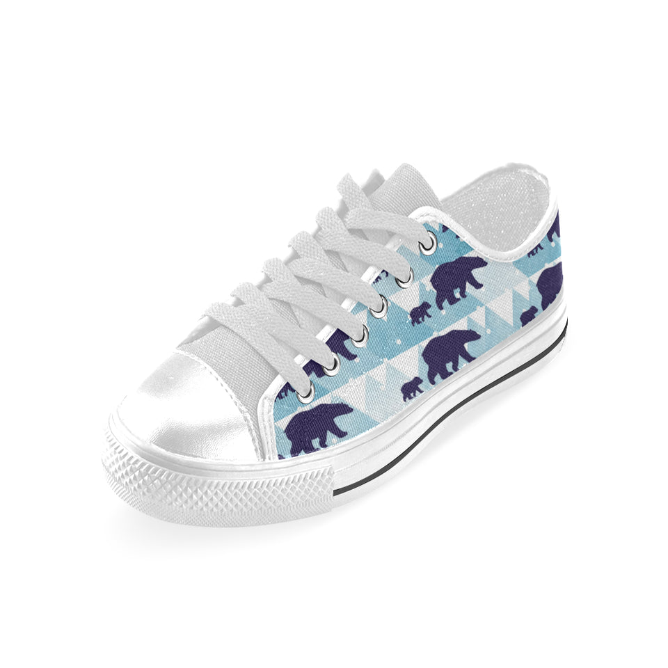 polar bear winter snow pattern Men's Low Top Shoes White
