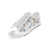 lama Alpaca cactus hand drawn pattern Men's Low Top Canvas Shoes White