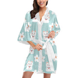 Maneki neko cat sakura Women's Short Kimono Robe