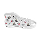 French bulldog cup paw pattern Women's High Top Canvas Shoes White