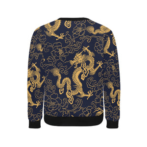 Gold dragon pattern Men's Crew Neck Sweatshirt