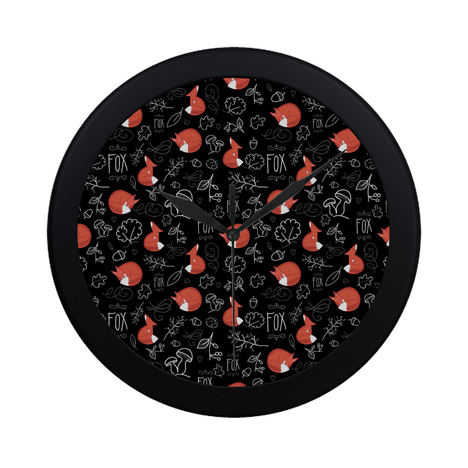 fox sleeping fox pattern Elegant Black Wall Clock