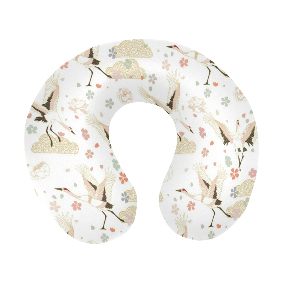 Beautiful Japanese cranes pattern U-Shaped Travel Neck Pillow