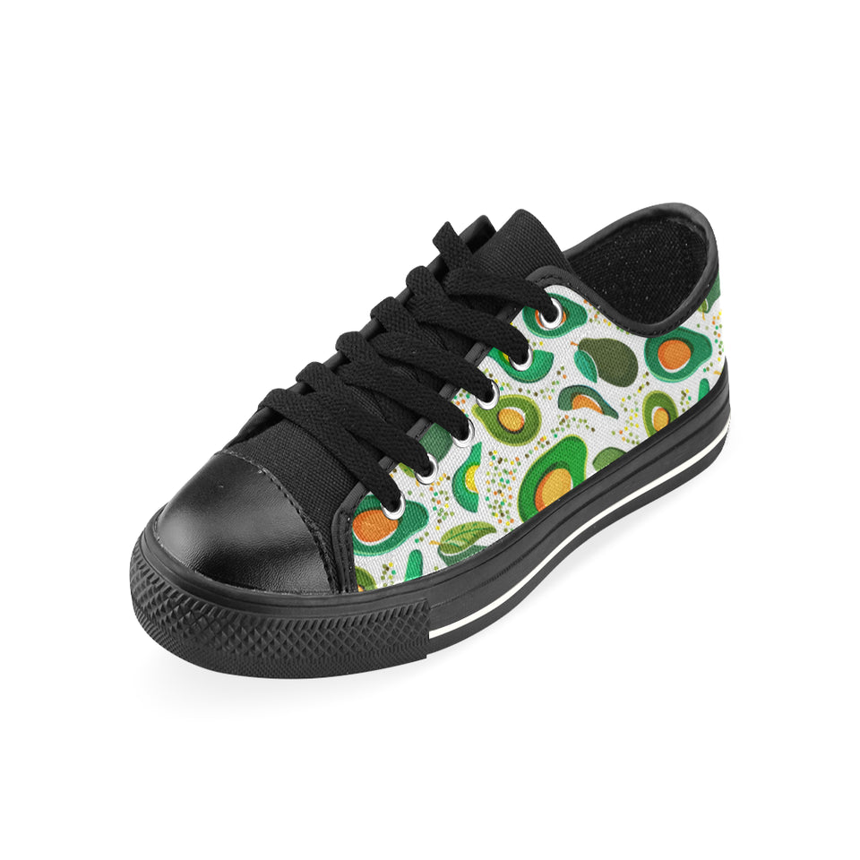 Avocado design pattern Men's Low Top Canvas Shoes Black