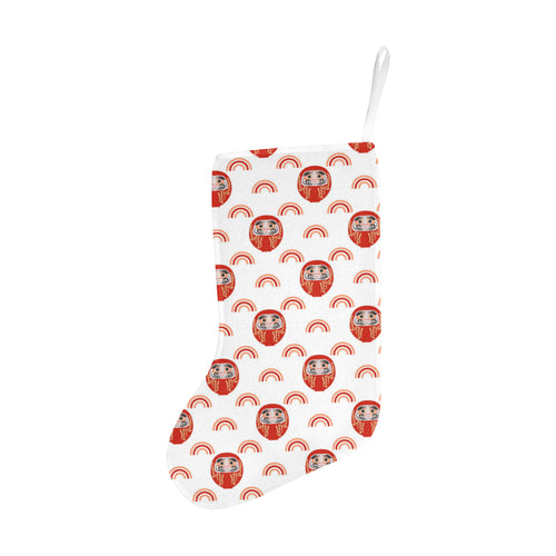 Daruma japanese wooden doll design pattern Christmas Stocking