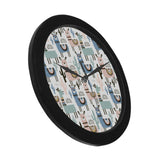 lama Alpaca cactus hand drawn pattern Elegant Black Wall Clock