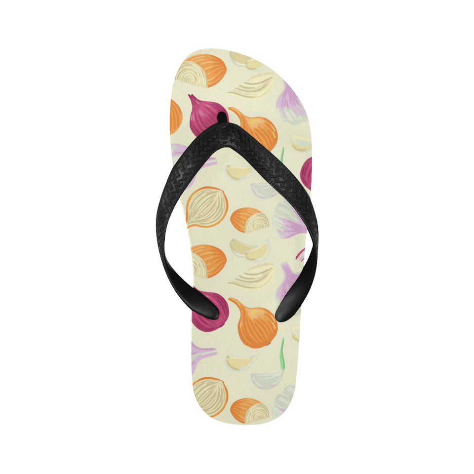 Onion garlic white red pattern Unisex Flip Flops