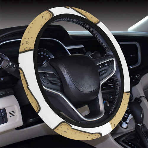 Bread Toast Pattern Print Design 03 Car Steering Wheel Cover