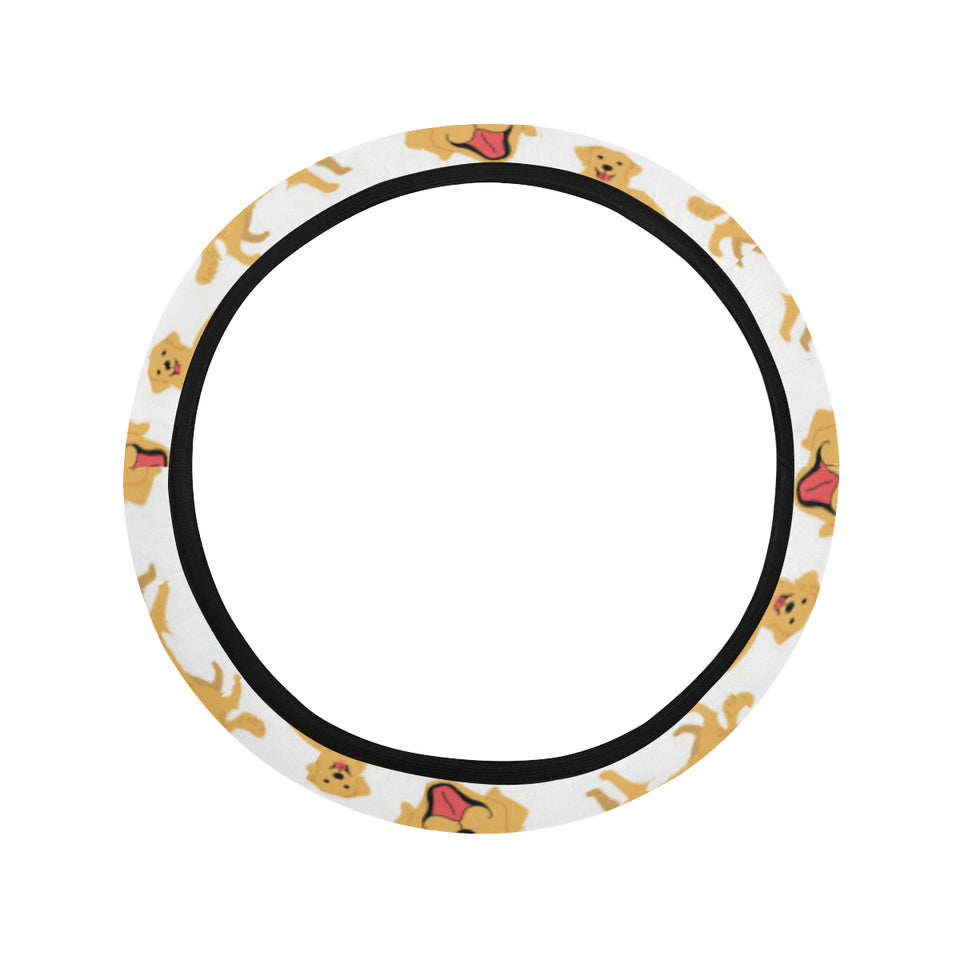 Golden Retriever Pattern Print Design 05 Car Steering Wheel Cover