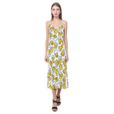 Beer design pattern V-Neck Open Fork Long Dress