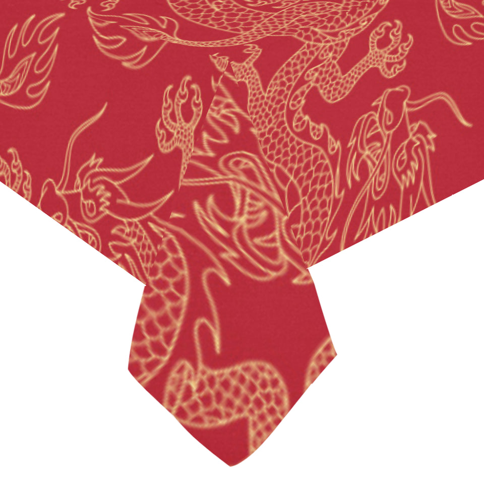 Gold dragons red background Tablecloth