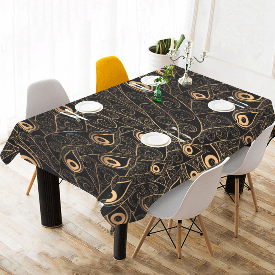 Gold peacock feather pattern Tablecloth