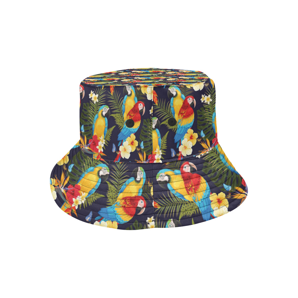 Colorful parrot flower pattern Unisex Bucket Hat