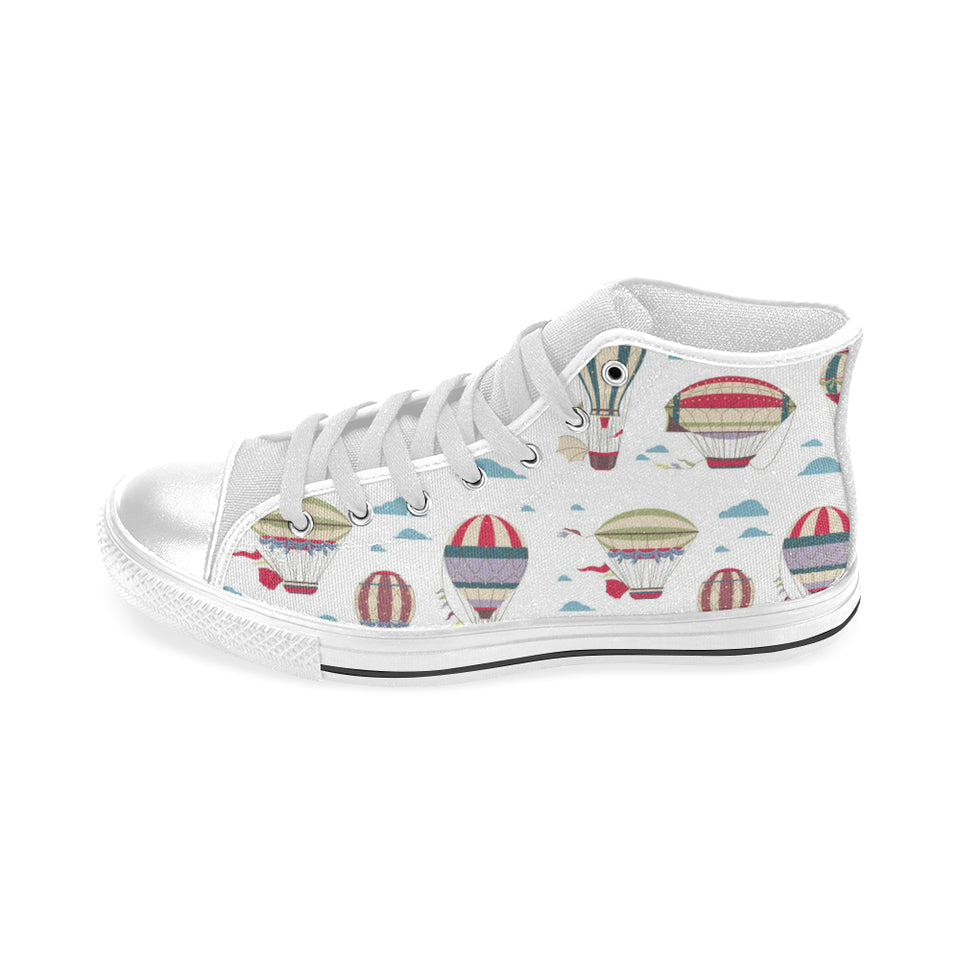 Hot air balloon pattern Men's High Top Canvas Shoes White