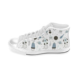 Hand drawn space elements space rocket star planet Men's High Top Canvas Shoes White