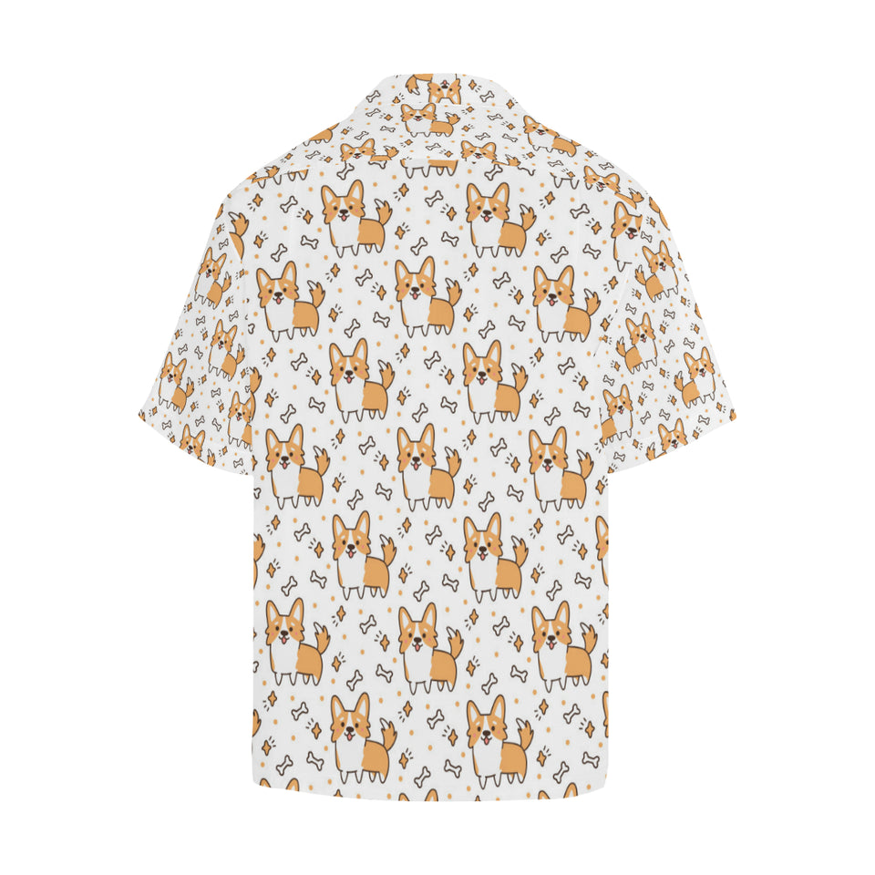 Cute corgi heart star bone pattern Men's All Over Print Hawaiian Shirt