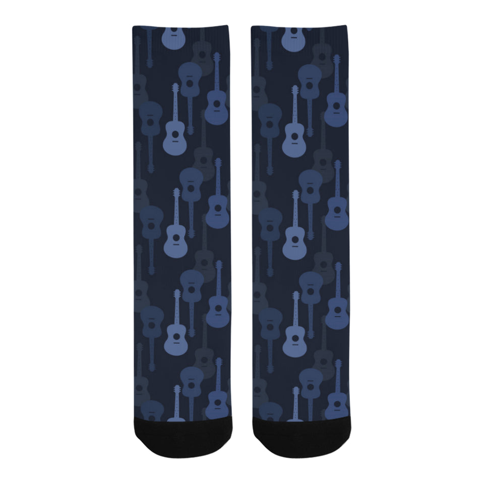 Blue Theme guitar pattern Crew Socks