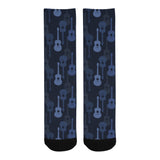Blue Theme guitar pattern Crew Socks
