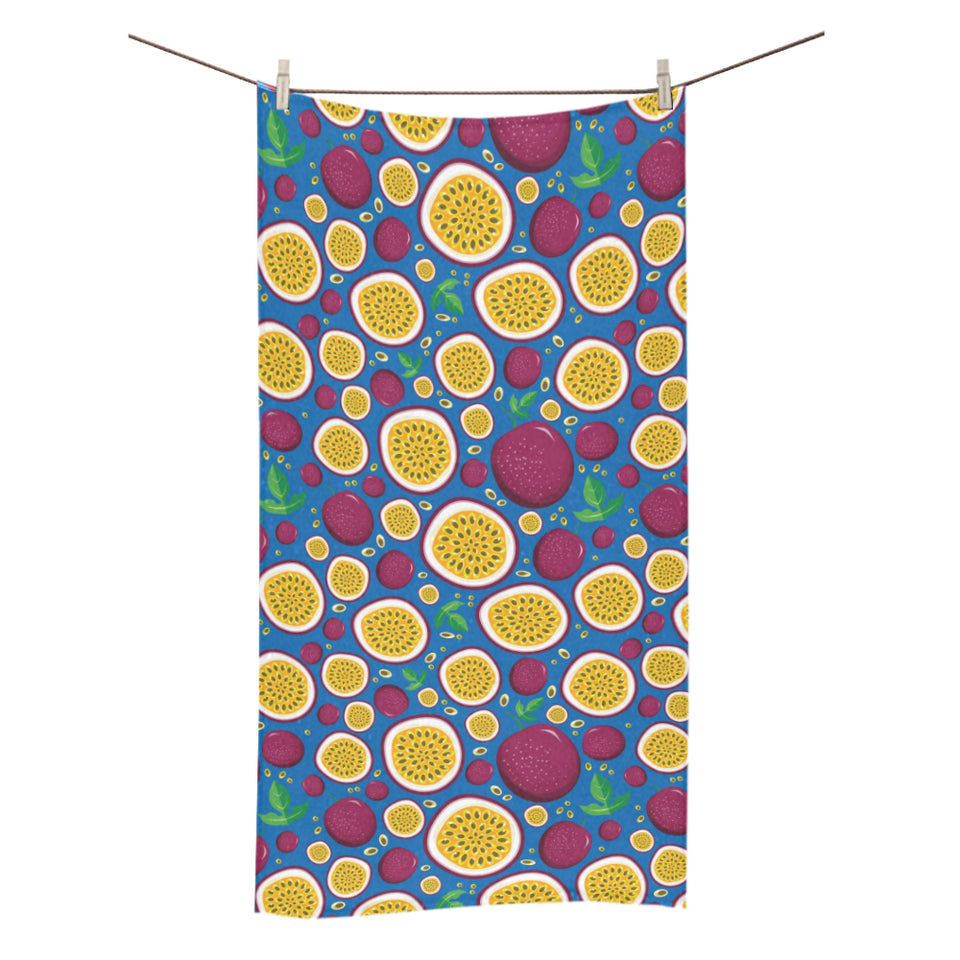 Passion fruit blue background Bath Towel